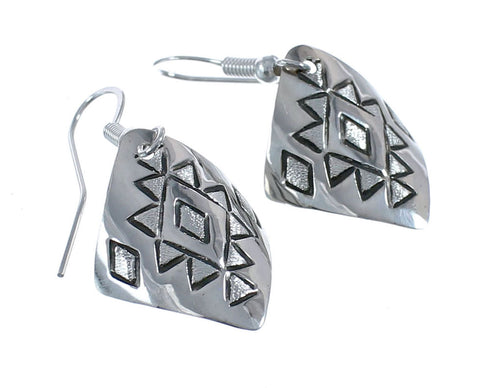 Native American Genuine Sterling Silver Hook Dangle Earrings JX126812