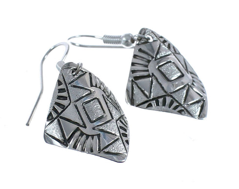 Native American Genuine Sterling Silver Hook Dangle Earrings JX126814