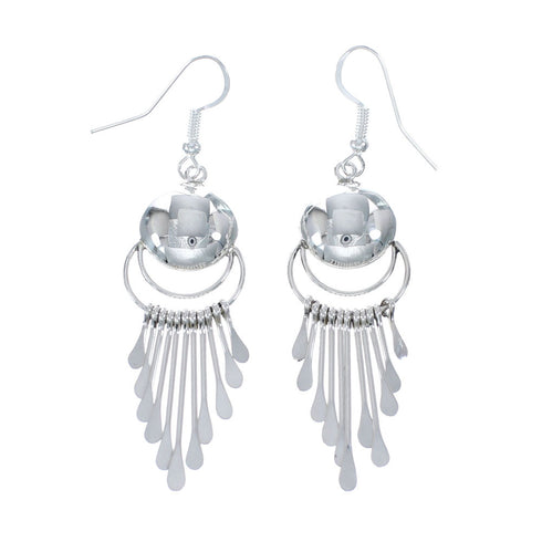 Native American Genuine Sterling Silver Hook Dangle Earrings AX126172