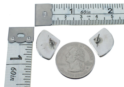 Native American Zuni Sterling Silver Pink Mother of Pearl Post Earrings AX126162