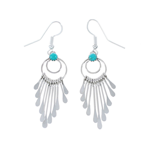 Navajo Turquoise And Sterling Silver Hook Dangle Earrings AX126160