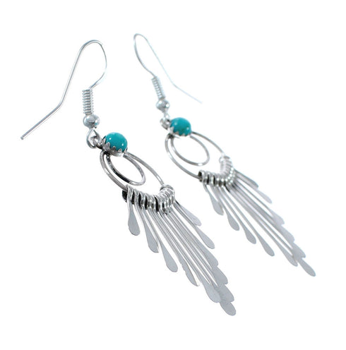 Navajo Turquoise And Sterling Silver Hook Dangle Earrings AX126160