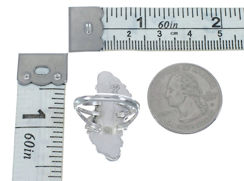 Native American Navajo Coral Sterling Silver Leaf Ring Size 6-1/2 JX126950