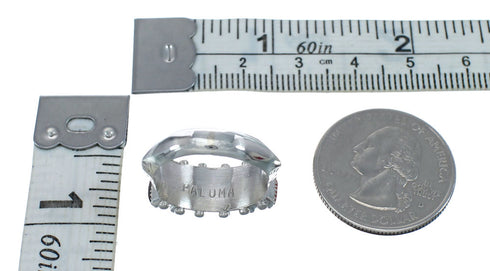 Native American Zuni Sterling Silver Multicolor Needlepoint Ring Size 7 AX126948