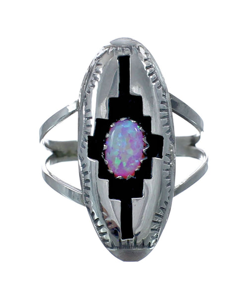 Navajo Sterling Silver Pink Opal Ring Size 6-3/4 AX126962
