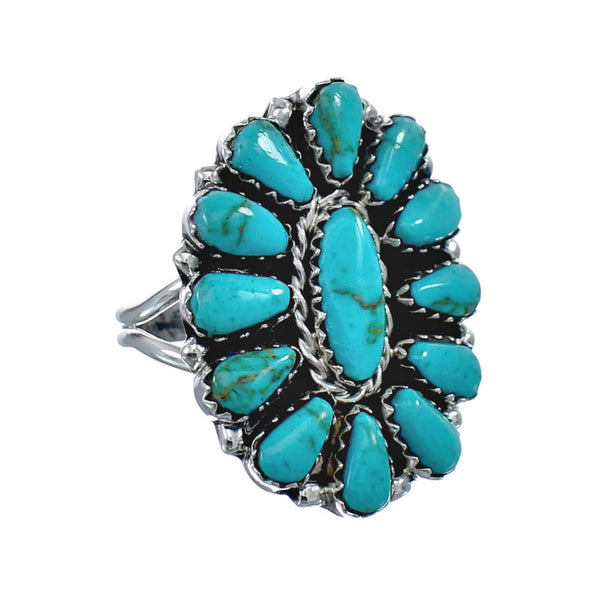 Native American Turquoise Sterling Silver Ring Size 8-1/4 AX126938