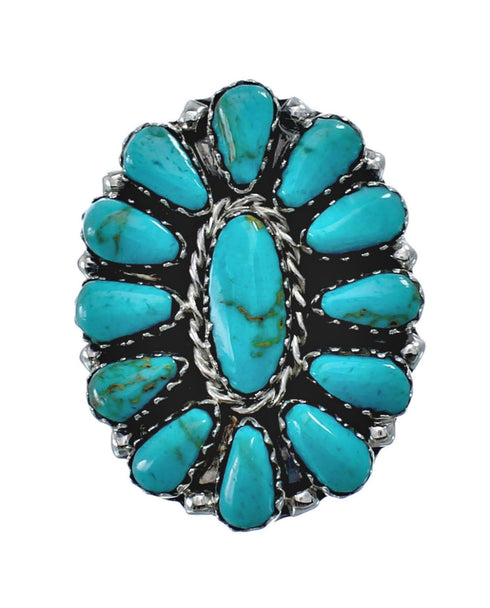 Native American Turquoise Sterling Silver Ring Size 8-1/4 AX126938