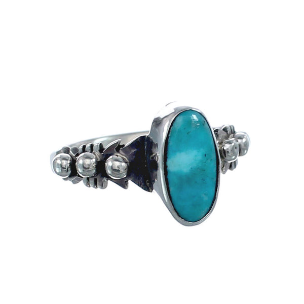 Native American Turquoise Genuine Sterling Silver Navajo Ring Size 6 AX126916