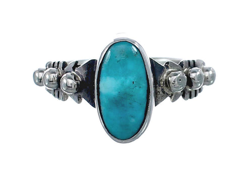 Native American Turquoise Genuine Sterling Silver Navajo Ring Size 6 AX126916