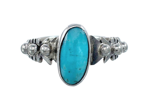 Native American Turquoise Genuine Sterling Silver Navajo Ring Size 7 AX126921