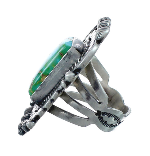 Native American Genuine Sterling Silver And Turquoise Ring Size 7-1/2 AX126900