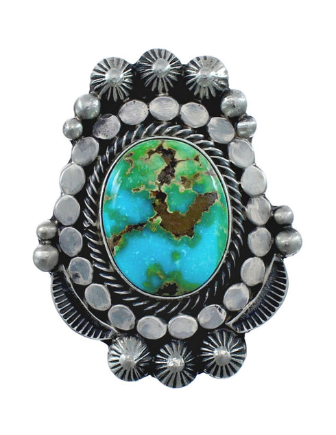 Native American Genuine Sterling Silver And Turquoise Ring Size 8-3/4 AX126906