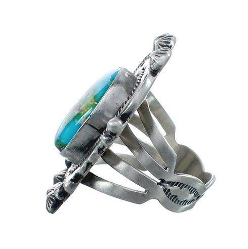 Native American Genuine Sterling Silver And Turquoise Ring Size 8-1/4 AX126909