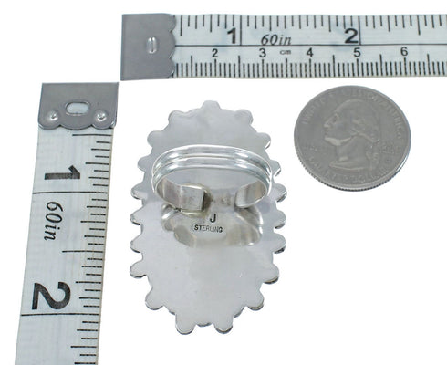 Genuine Sterling Silver Turquoise Oyster Shell Navajo Ring Size 10-1/2 AX126958