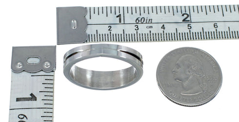 Jet Navajo Genuine Sterling Silver Ring Size 12 AX126221