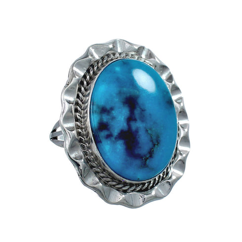 Native American Sterling Silver Turquoise Hand Crafted Ring Size 8-3/4 AX126247