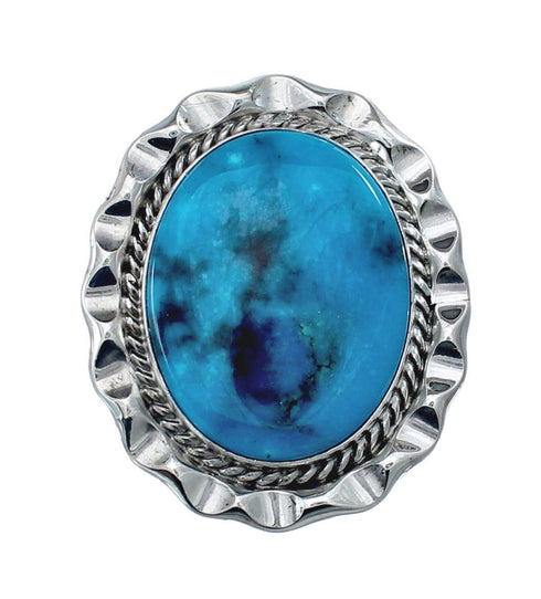 Native American Sterling Silver Turquoise Hand Crafted Ring Size 8-3/4 AX126247