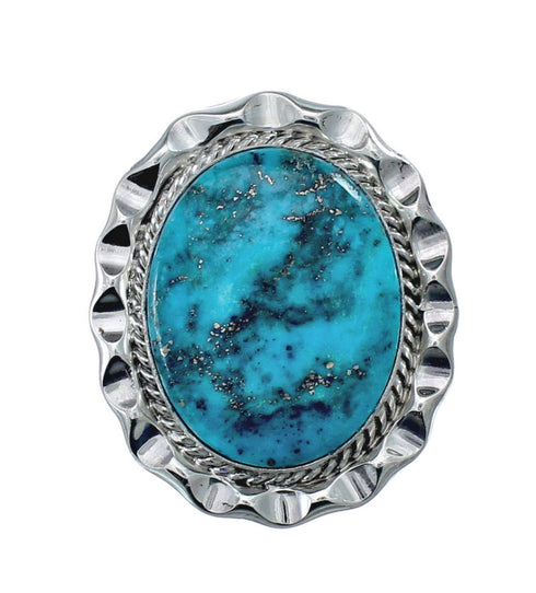 Native American Sterling Silver Turquoise Hand Crafted Ring Size 8-3/4 AX126249