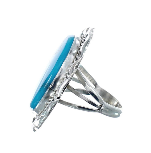 Native American Sterling Silver Turquoise Hand Crafted Ring Size 6-1/2 AX126251