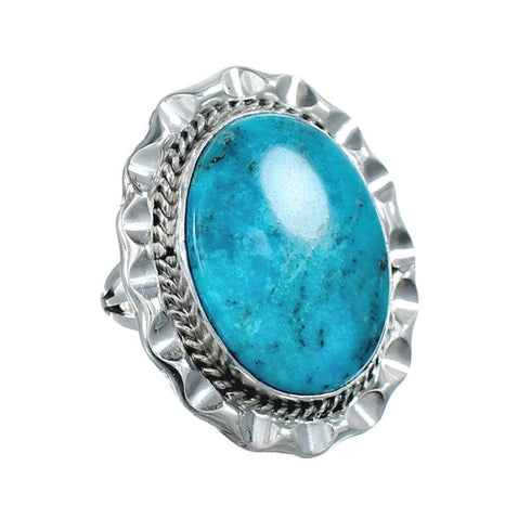 Native American Sterling Silver Turquoise Hand Crafted Ring Size 6 AX126252
