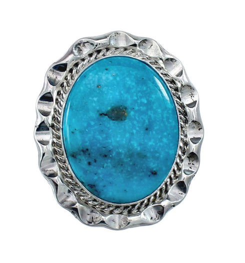 Native American Sterling Silver Turquoise Hand Crafted Ring Size 5-3/4 AX126253
