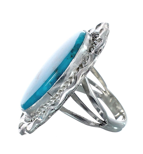 Native American Sterling Silver Turquoise Hand Crafted Ring Size 5-3/4 AX126253