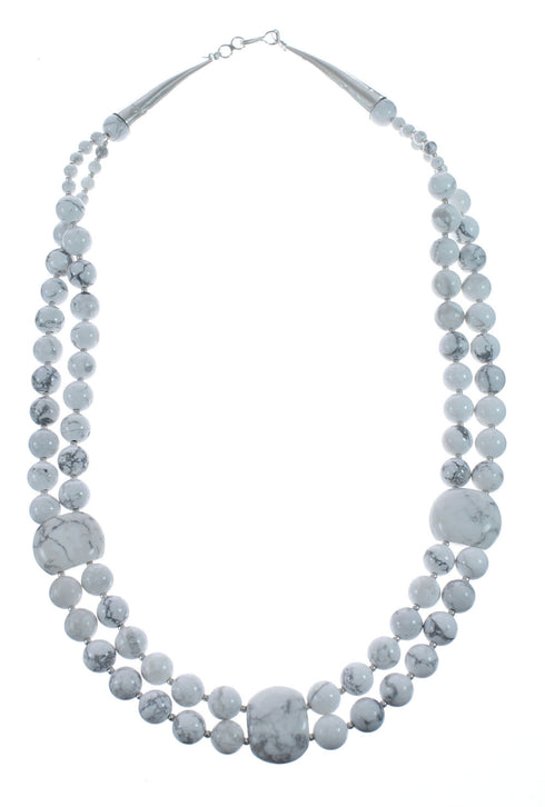 Native American Howlite Sterling Silver 2-Strand Bead Necklace JX126238