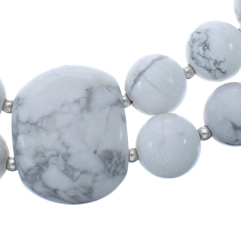 Native American Howlite Sterling Silver 2-Strand Bead Necklace JX126238