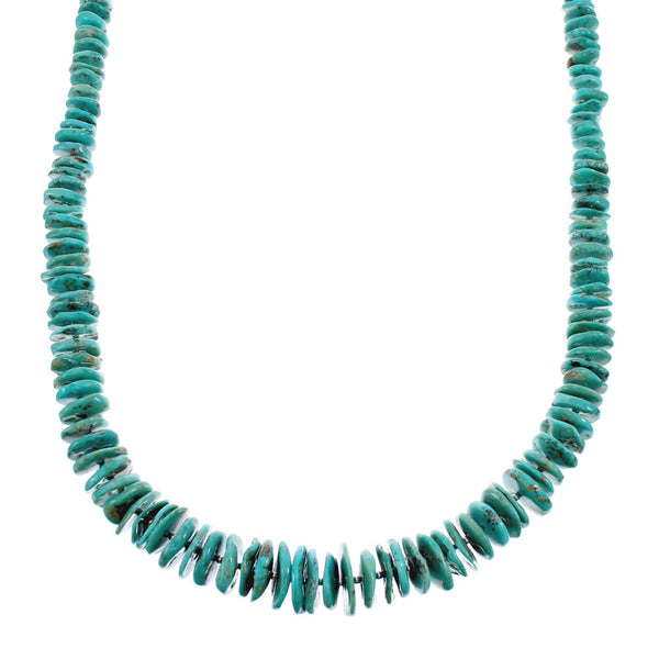 Native American Turquoise Graduated Bead And Sterling Silver Necklace JX126233