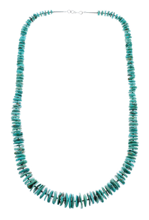 Native American Turquoise Graduated Bead And Sterling Silver Necklace JX126233