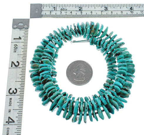Native American Turquoise Graduated Bead And Sterling Silver Necklace JX126233
