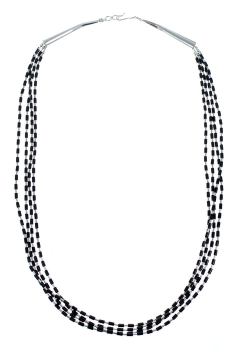 Hand Strung Liquid Silver 4-Strand Onyx Necklace JX126256