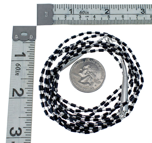 Hand Strung Liquid Silver 4-Strand Onyx Necklace JX126256