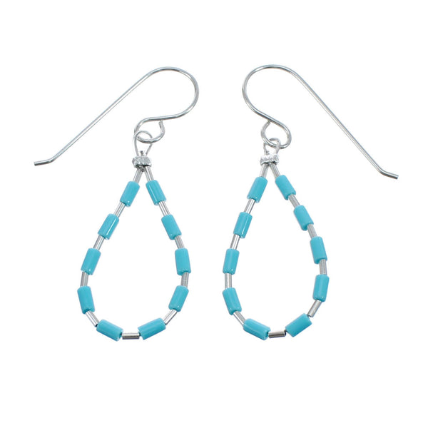 Turquoise Liquid Sterling Silver Hook Dangle Earrings JX126260