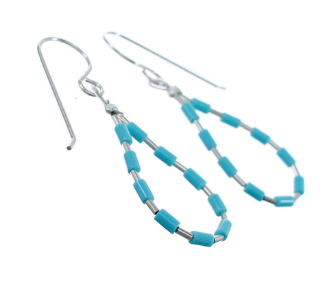 Turquoise Liquid Sterling Silver Hook Dangle Earrings JX126260