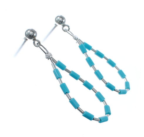 Turquoise Liquid Sterling Silver Post Dangle Earrings JX126261