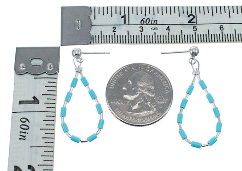 Turquoise Liquid Sterling Silver Post Dangle Earrings JX126261