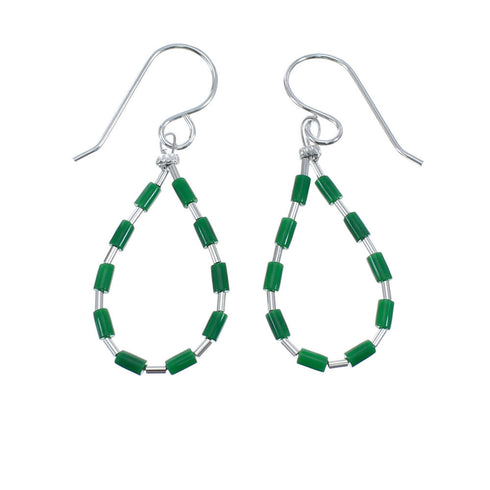 Malachite Liquid Sterling Silver Hook Dangle Earrings JX126263
