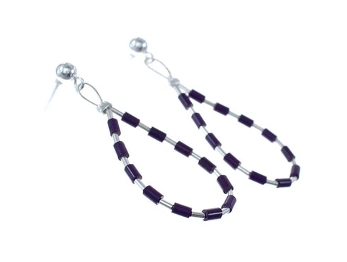 Man Made Sugilite Liquid Sterling Silver Post Dangle Earrings JX126780