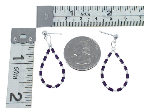 Man Made Sugilite Liquid Sterling Silver Post Dangle Earrings JX126780