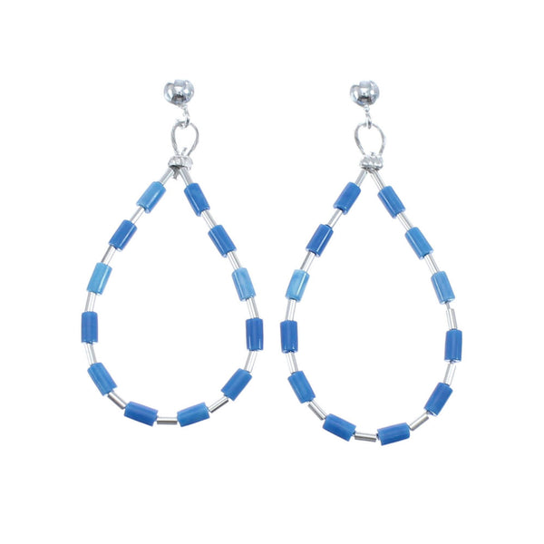 Man Made Denim Lapis Liquid Sterling Silver Post Dangle Earrings JX126771