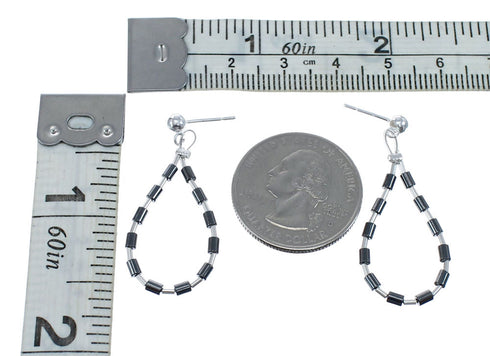 Authentic Hematite Liquid Sterling Silver Post Dangle Earrings JX126779