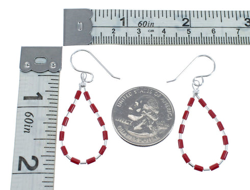 Man Made Coral Liquid Sterling Silver Hook Dangle Earrings JX126774