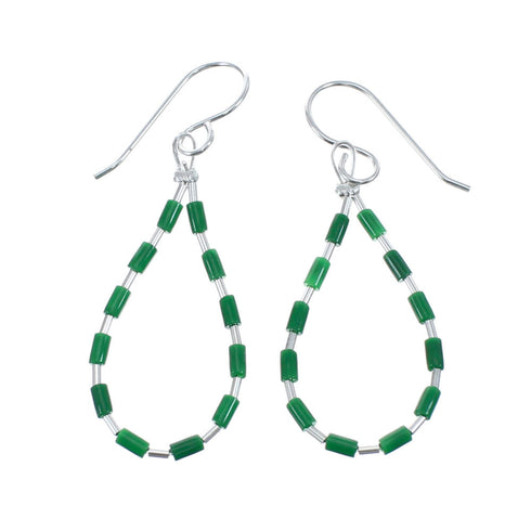 Man Made Malachite Liquid Sterling Silver Hook Dangle Earrings JX126767