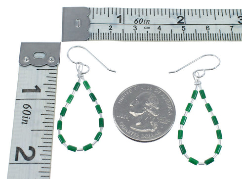 Man Made Malachite Liquid Sterling Silver Hook Dangle Earrings JX126767