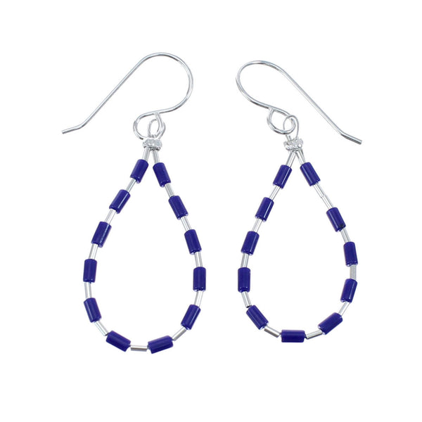 Man Made Lapis Liquid Sterling Silver Hook Dangle Earrings JX126777