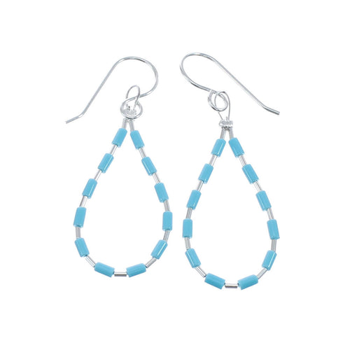 Man Made Turquoise Liquid Sterling Silver Hook Dangle Earrings JX126768