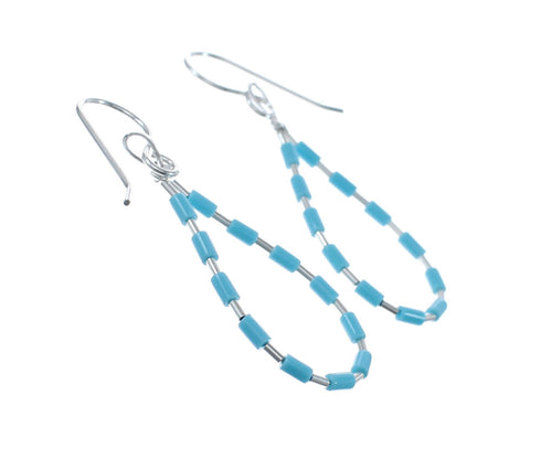 Man Made Turquoise Liquid Sterling Silver Hook Dangle Earrings JX126768