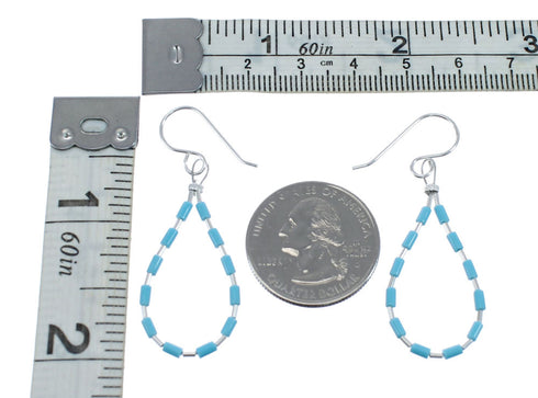 Man Made Turquoise Liquid Sterling Silver Hook Dangle Earrings JX126768