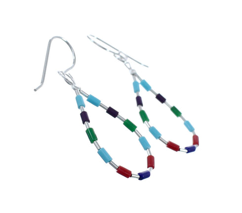 Sterling Silver Multicolor Bead Hook Dangle Earrings JX126781